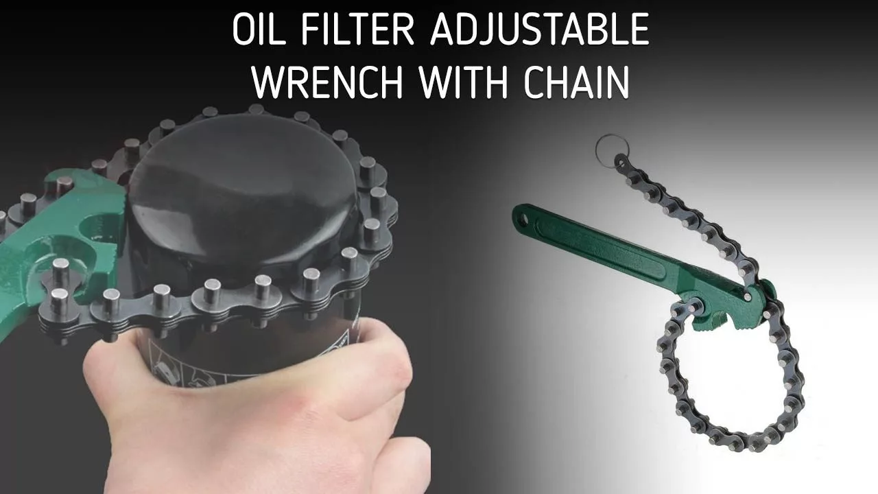 Oil Filter Adjustable Wrench with Chain