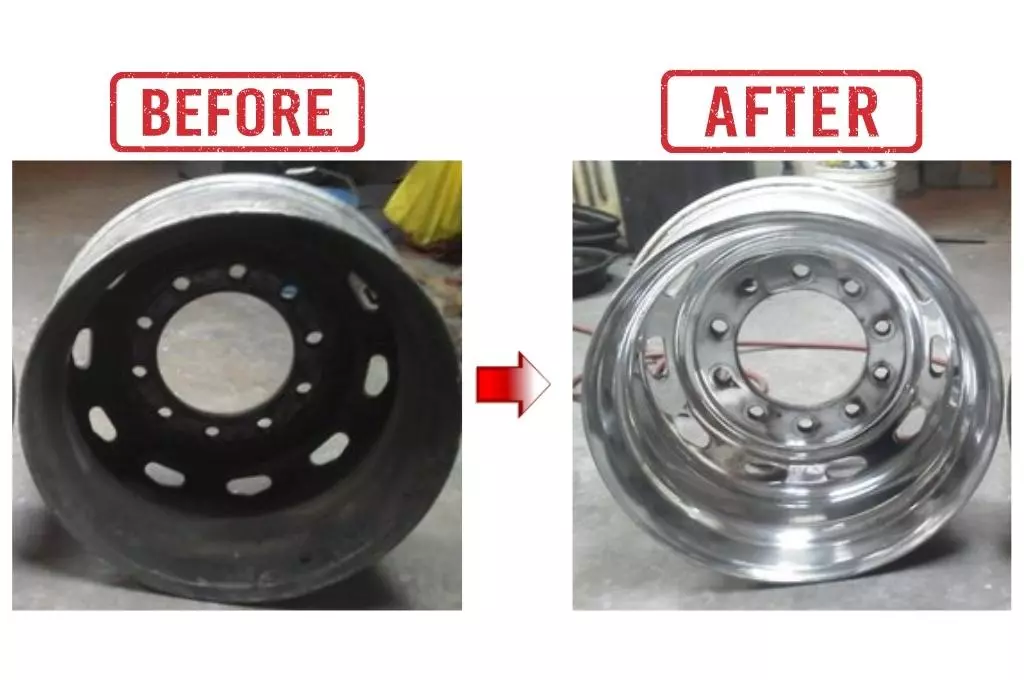 difference of the tire before and after finishing the aluminum tire